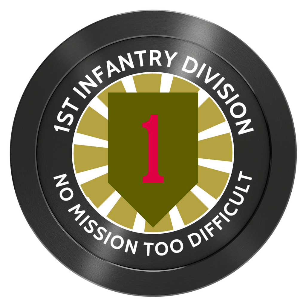 1st Infantry Division Aluminum Poker Chips - Black - Front