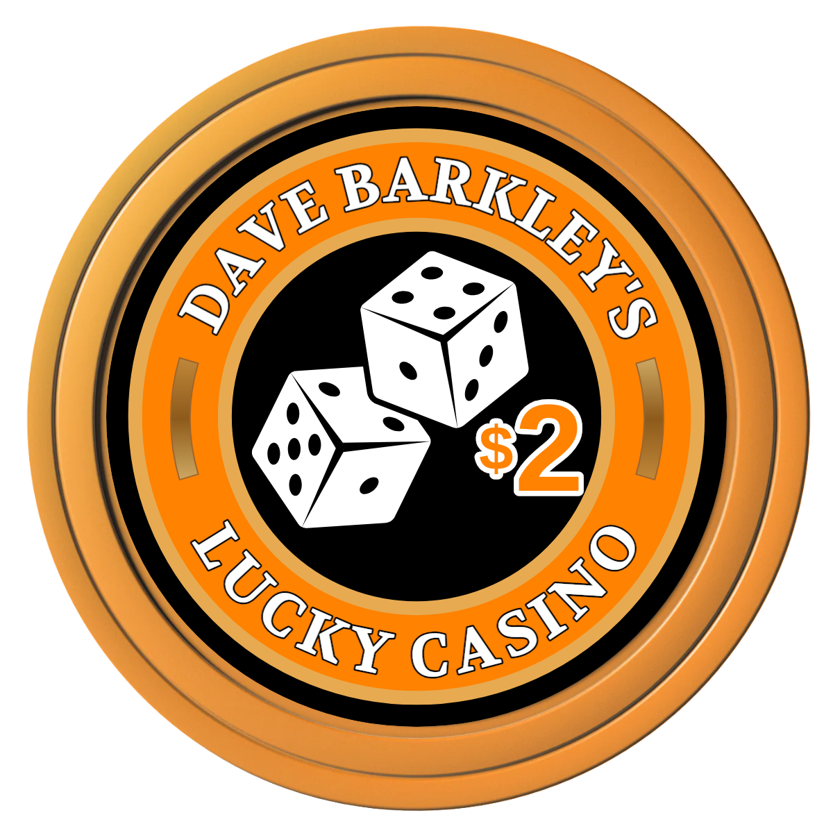 Dave's Lucky Casino Composite Poker Chips - Orange / Solid - Front