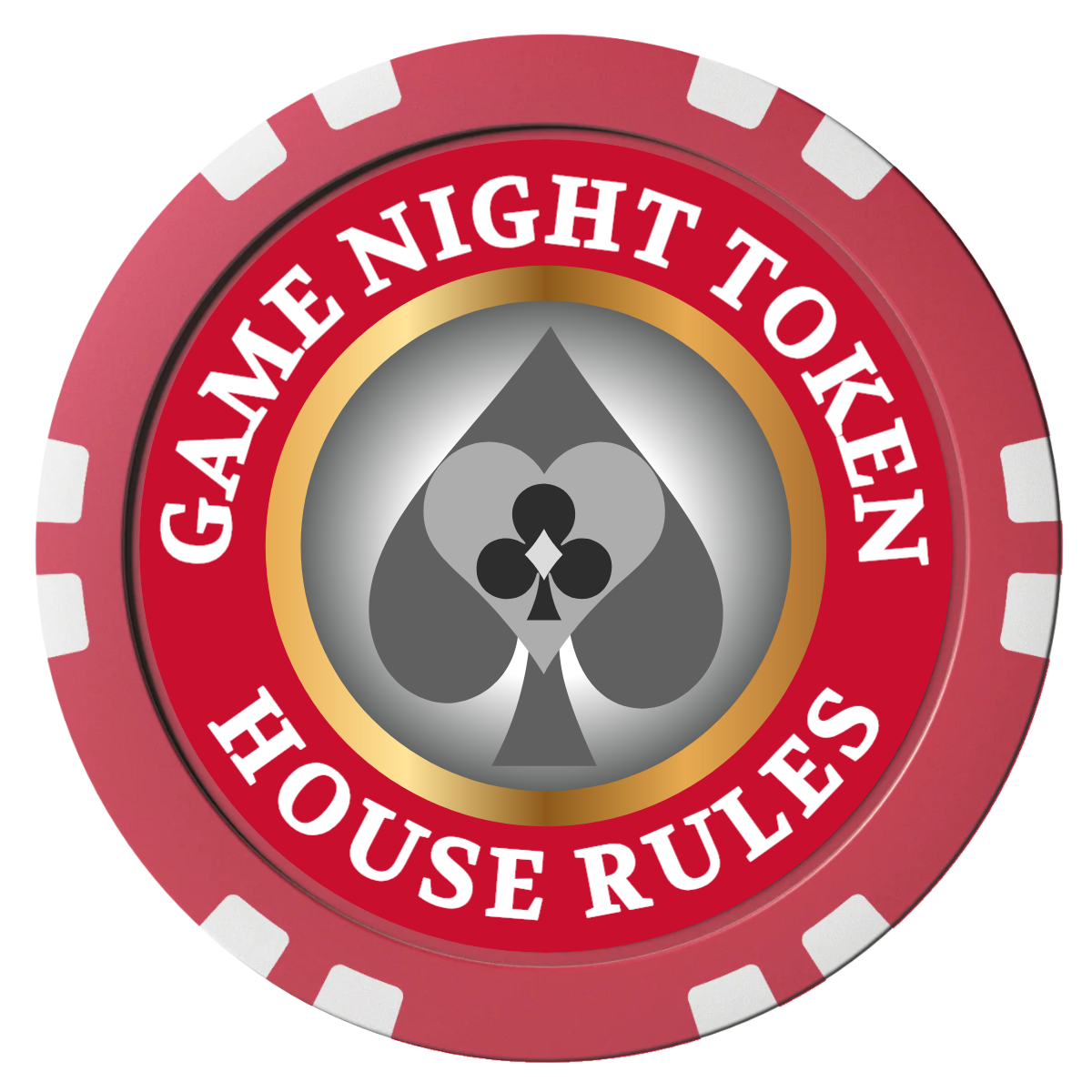 Stacked Suits Composite Poker Chips - Red / Double Stripe - Front