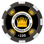 Crown Card Room Composite Poker Chips - Black / 8 Spot - Front