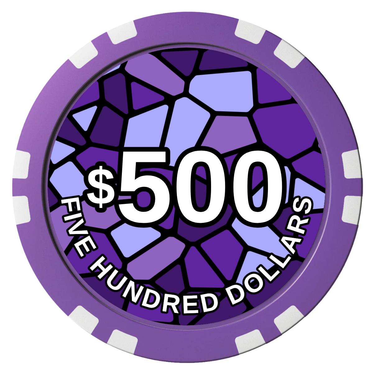 Stained Glass Composite Poker Chips - Purple / Double Stripe - Front