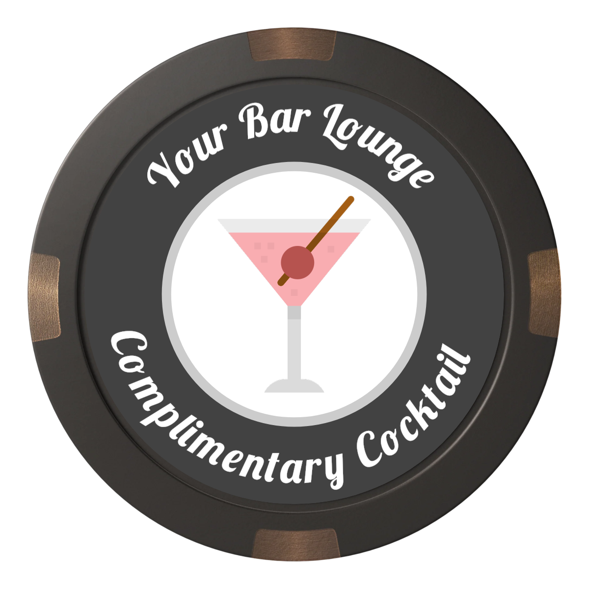 Fancy Drink Composite & Metal Hybrid Poker Chips - Black - Front