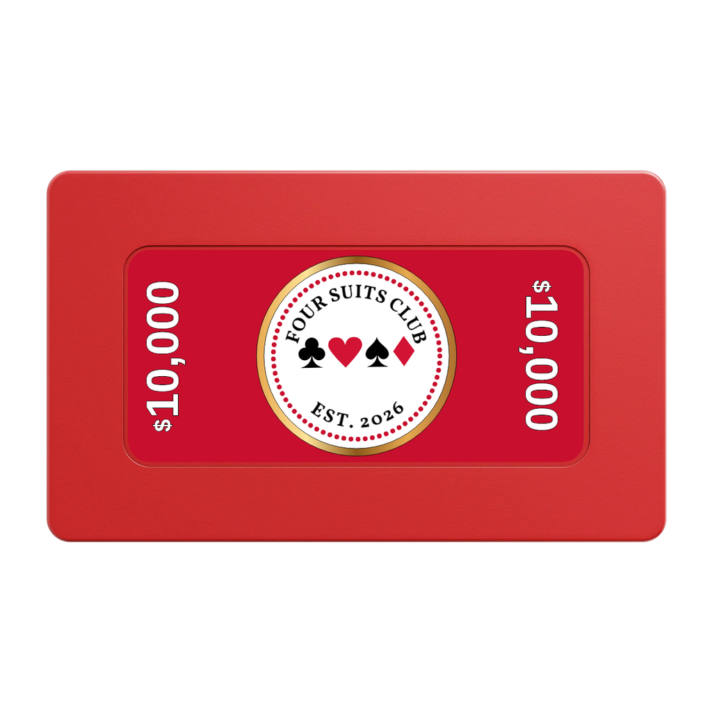 Fours Suits Club Rectangular Poker Chip Plaques - Red - Back