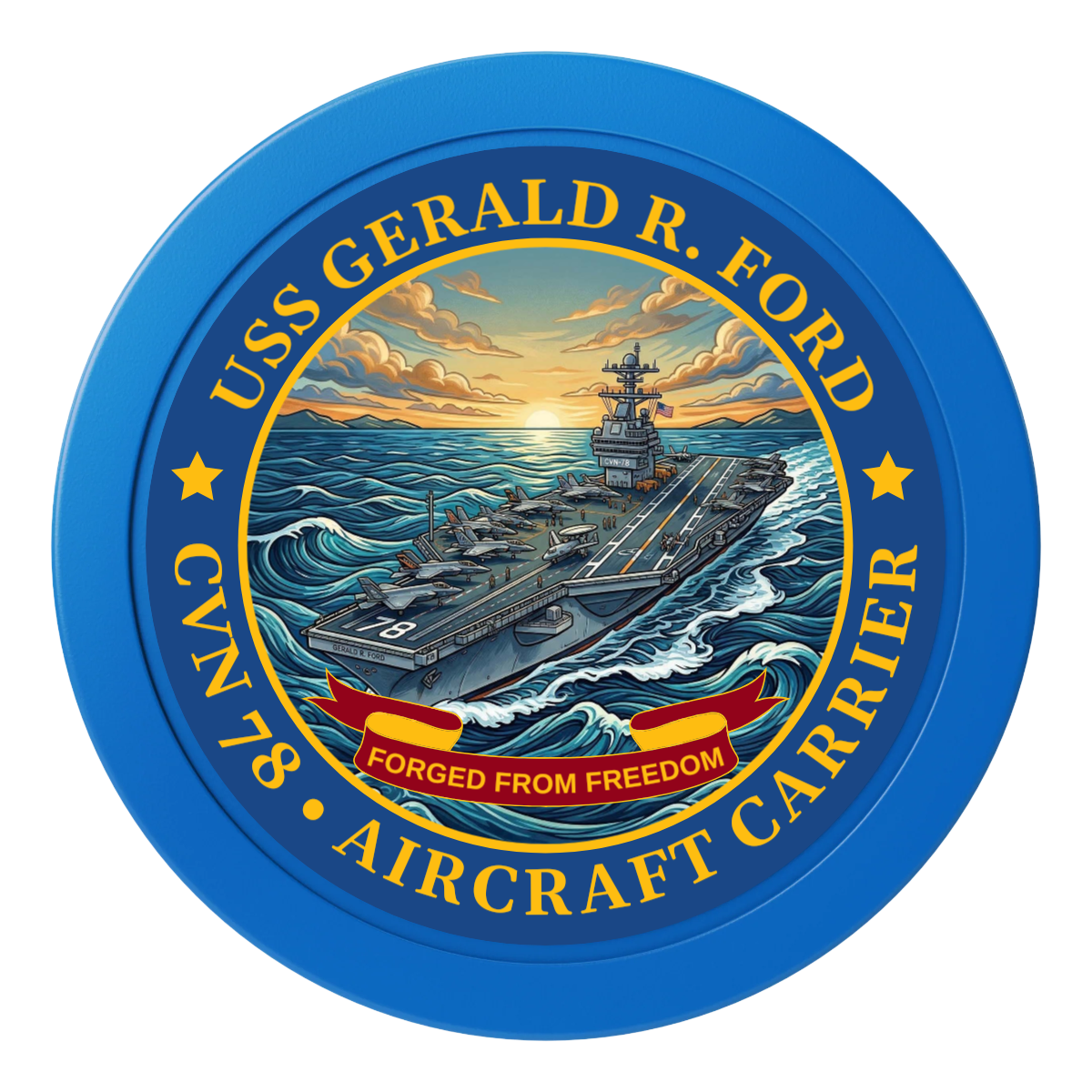 Navy USS Gerald Ford 2" Oversized Poker Chips - Blue - Front