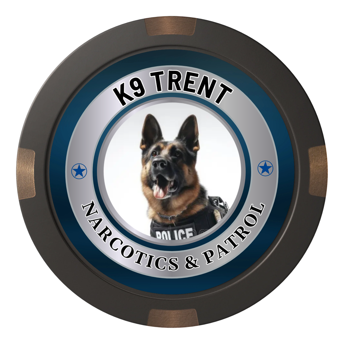 K-9 Trent Composite & Metal Hybrid Poker Chips - Black - Front