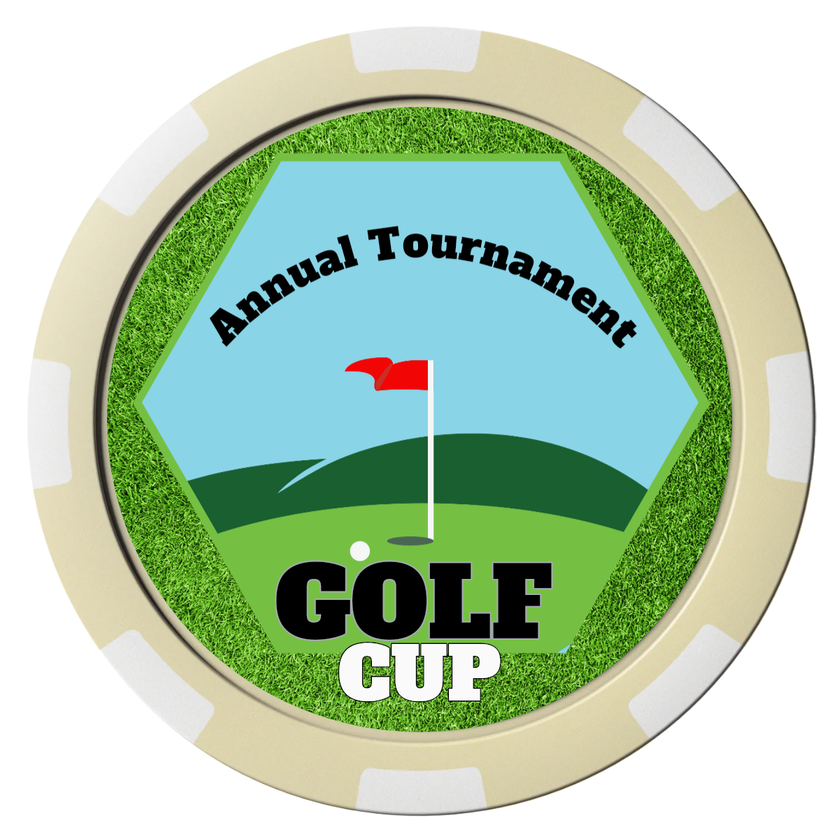 Golf Cup Magnetic Composite Poker Chips - Ivory / 8 Spot - Front