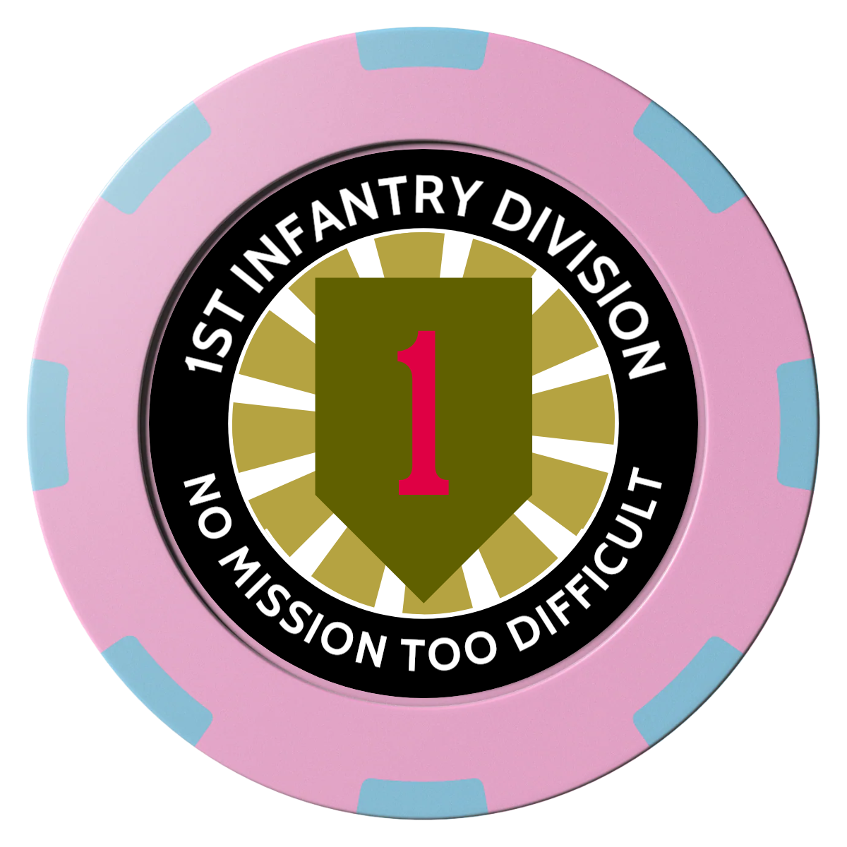 1st Infantry Division Clay Poker Chips - Pink / 8 Spot (2 Tone) / 40mm - Front