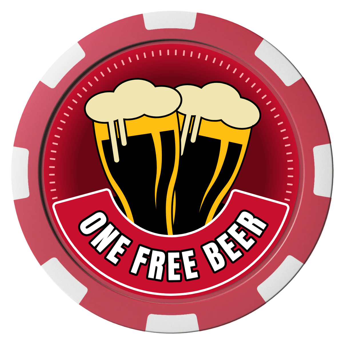 Double Pint 2 Magnetic Composite Poker Chips - Red / 8 Spot - Front