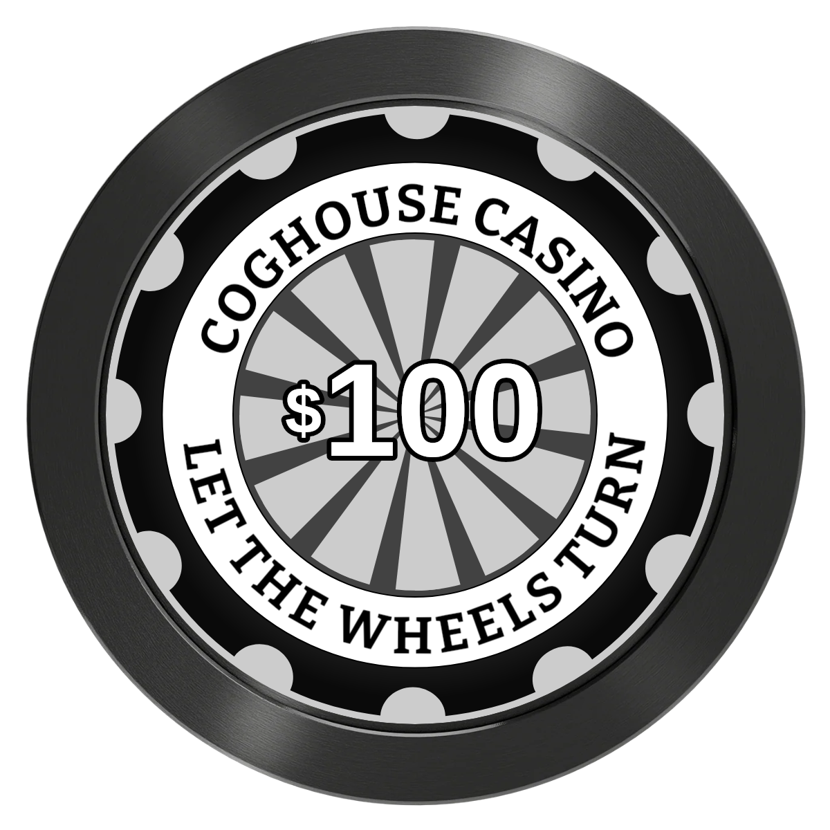 Cog House Aluminum Poker Chips - Black - Front