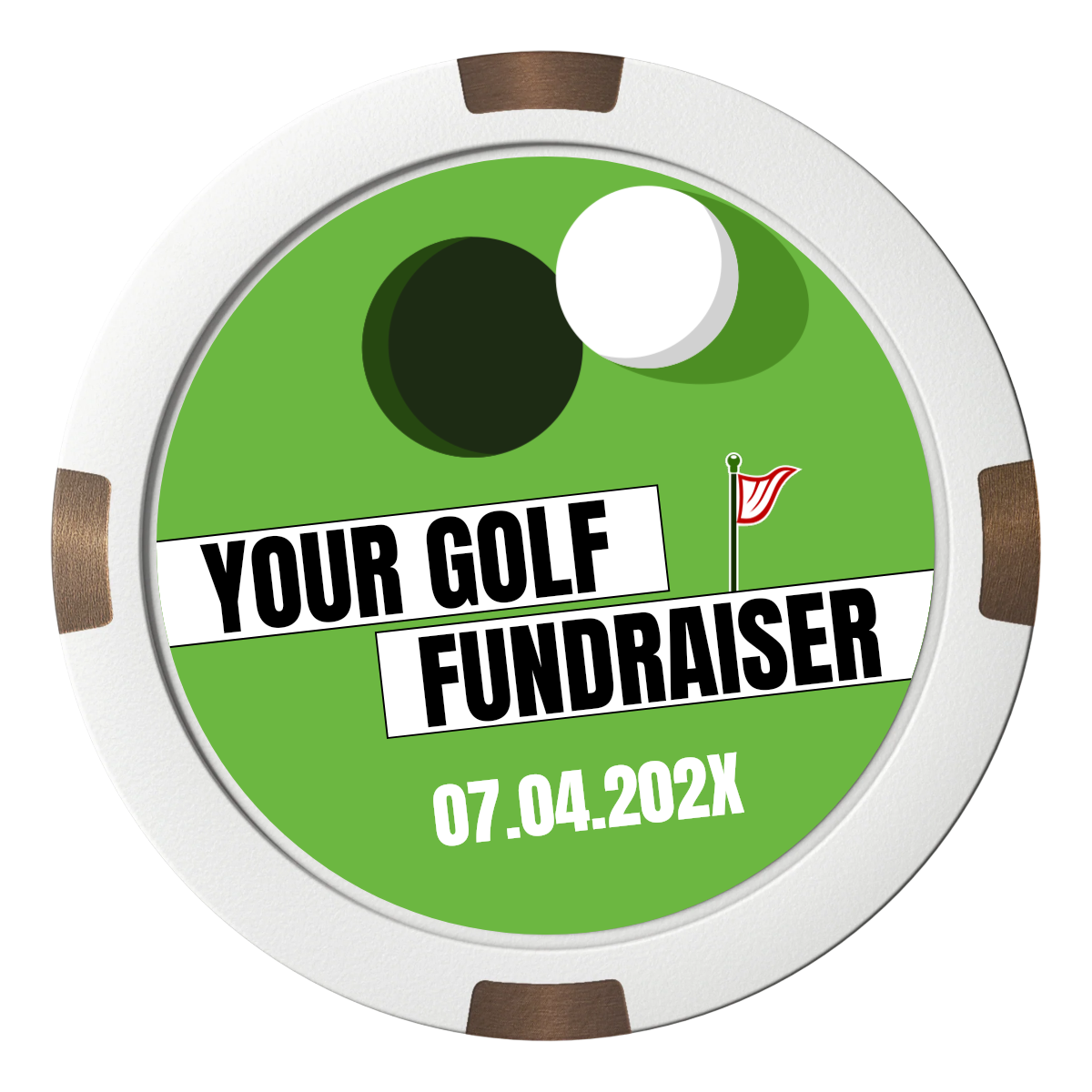 Putting Around Tournament Composite & Metal Hybrid Poker Chips - White - Back