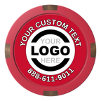 Branded Logo Composite & Metal Hybrid Poker Chips - Red - Front