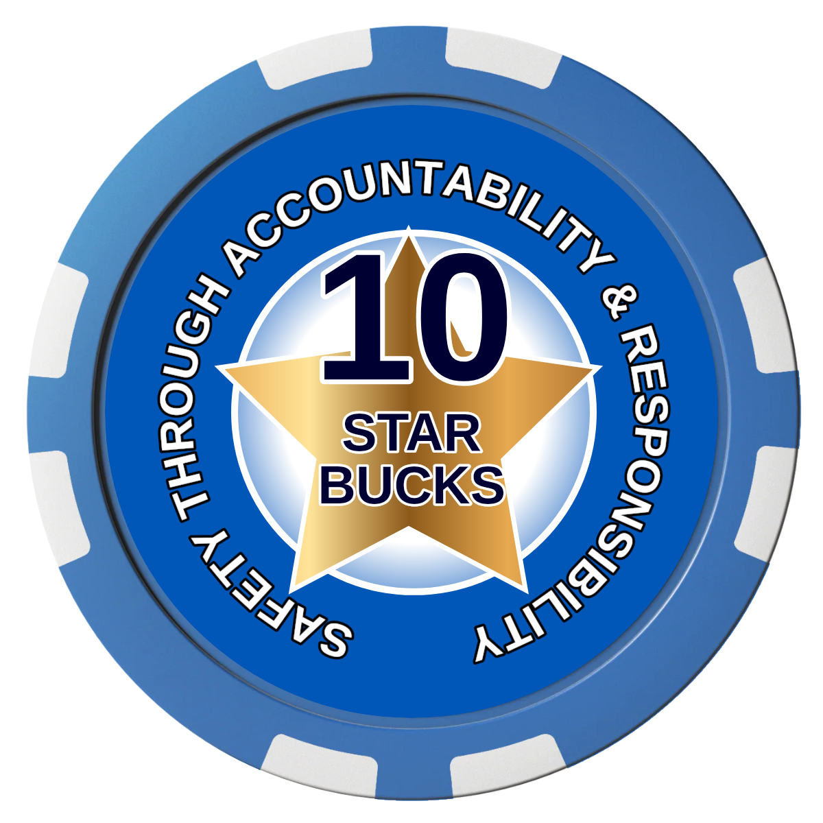 Safety Star Composite Poker Chips - Blue / 8 Stripe - Front