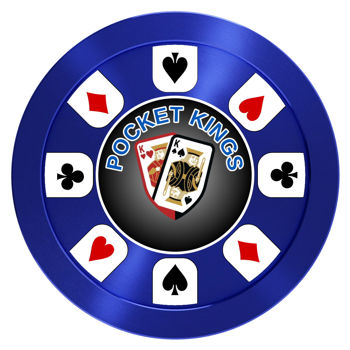 Pocket Kings Aluminum Poker Card Guards - Blue - Front