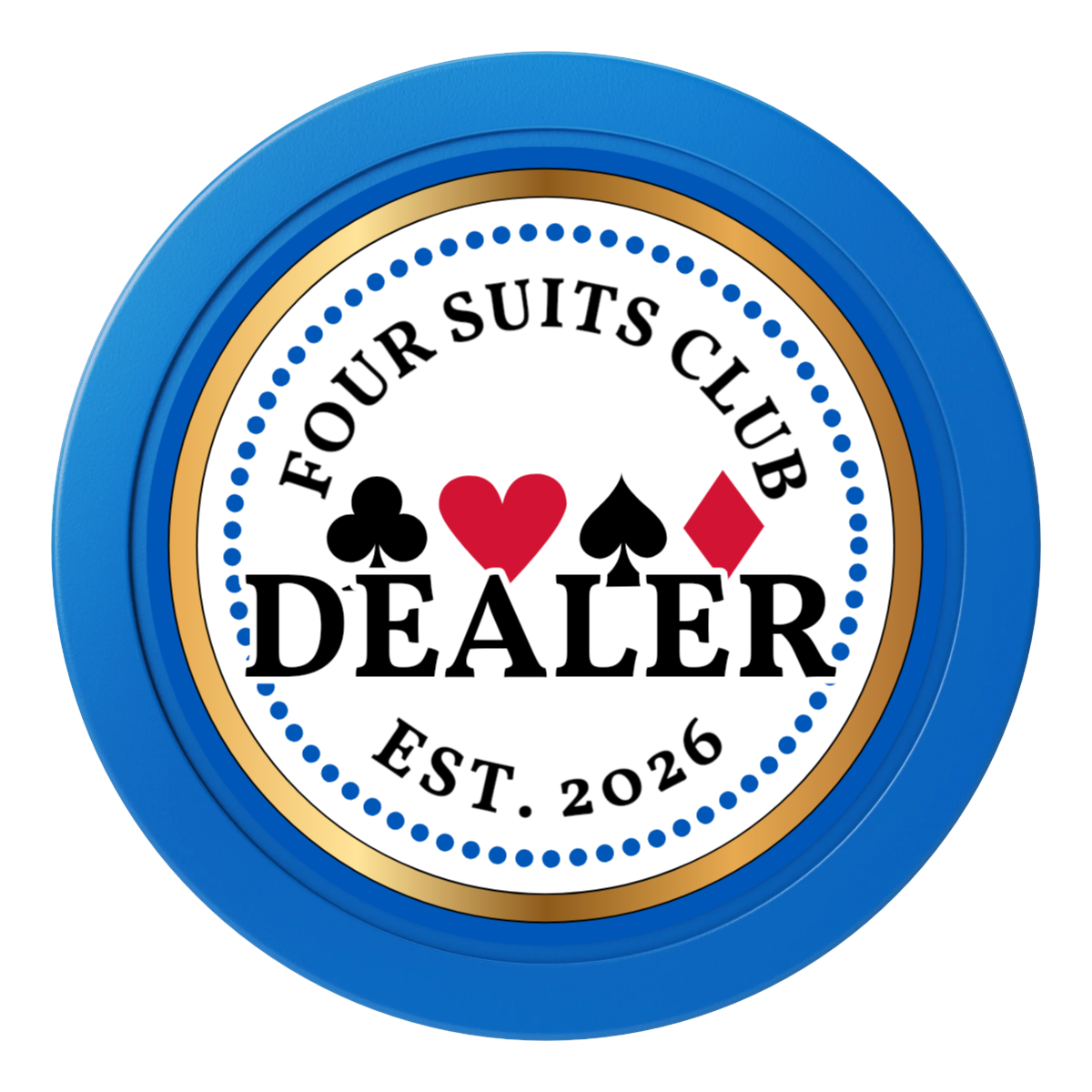 Fours Suits Club 2" Composite Dealer Button - Blue - Front