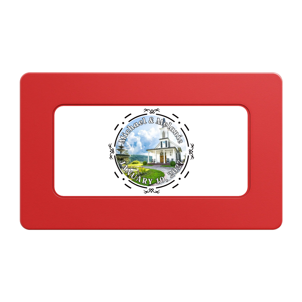Save the Date Element Rectangular Poker Chip Plaques - Red - Back