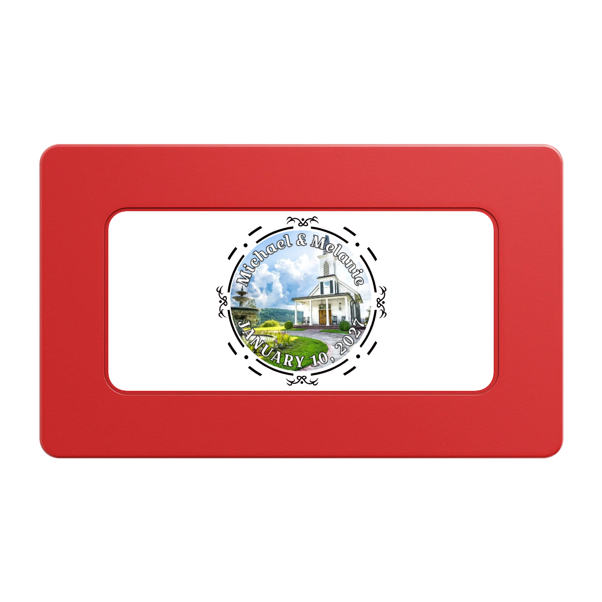 Save the Date Element Rectangular Poker Chip Plaques - Red - Back