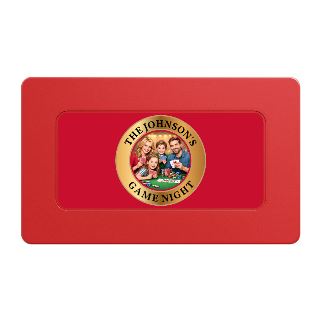 Family Game Night Rectangular Poker Chip Plaques - Red - Back