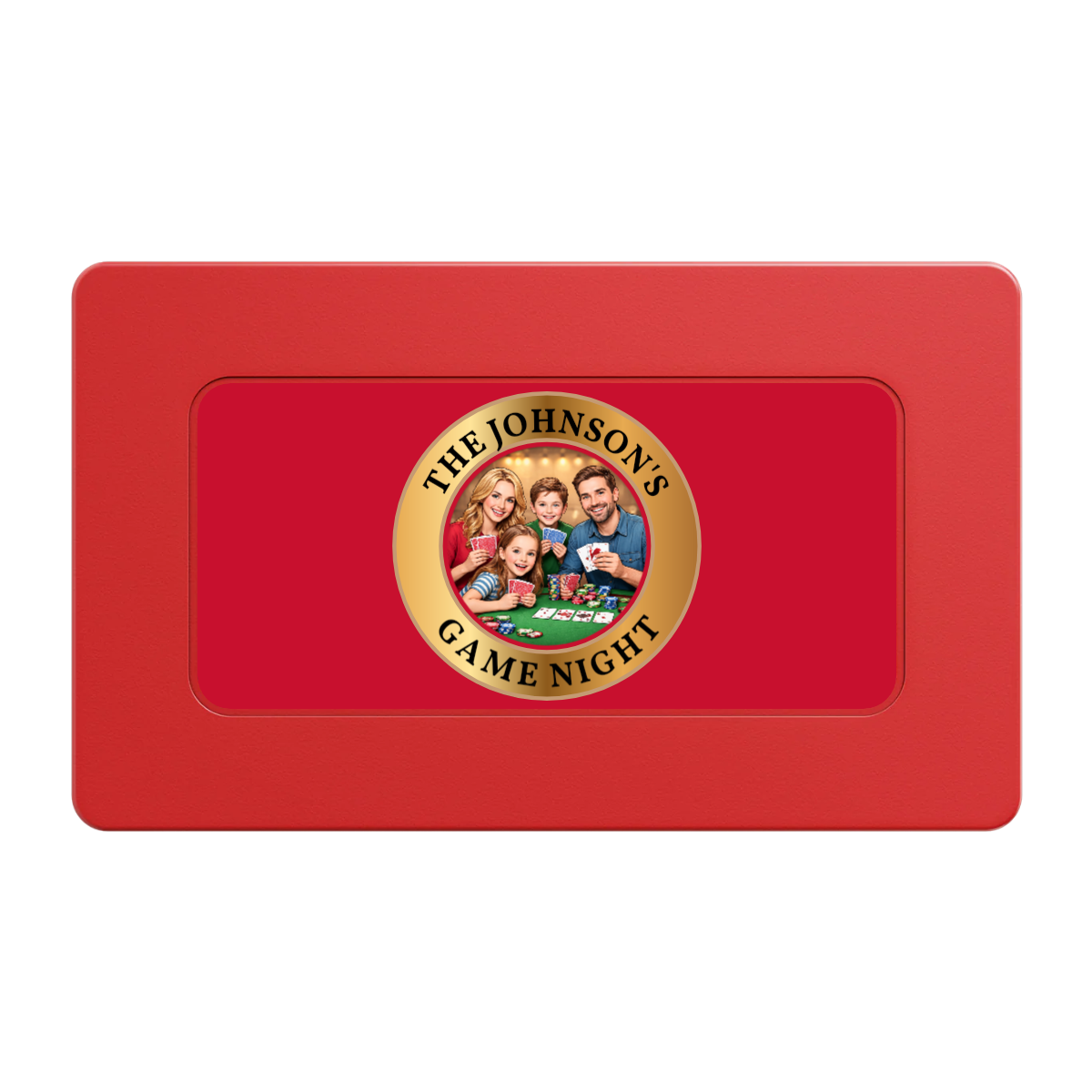 Family Game Night Rectangular Poker Chip Plaques - Red - Back