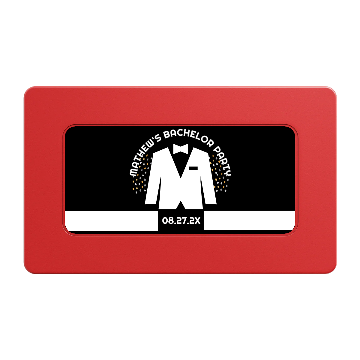 Bachelor No More Bowtie Rectangular Poker Chip Plaques - Red - Back