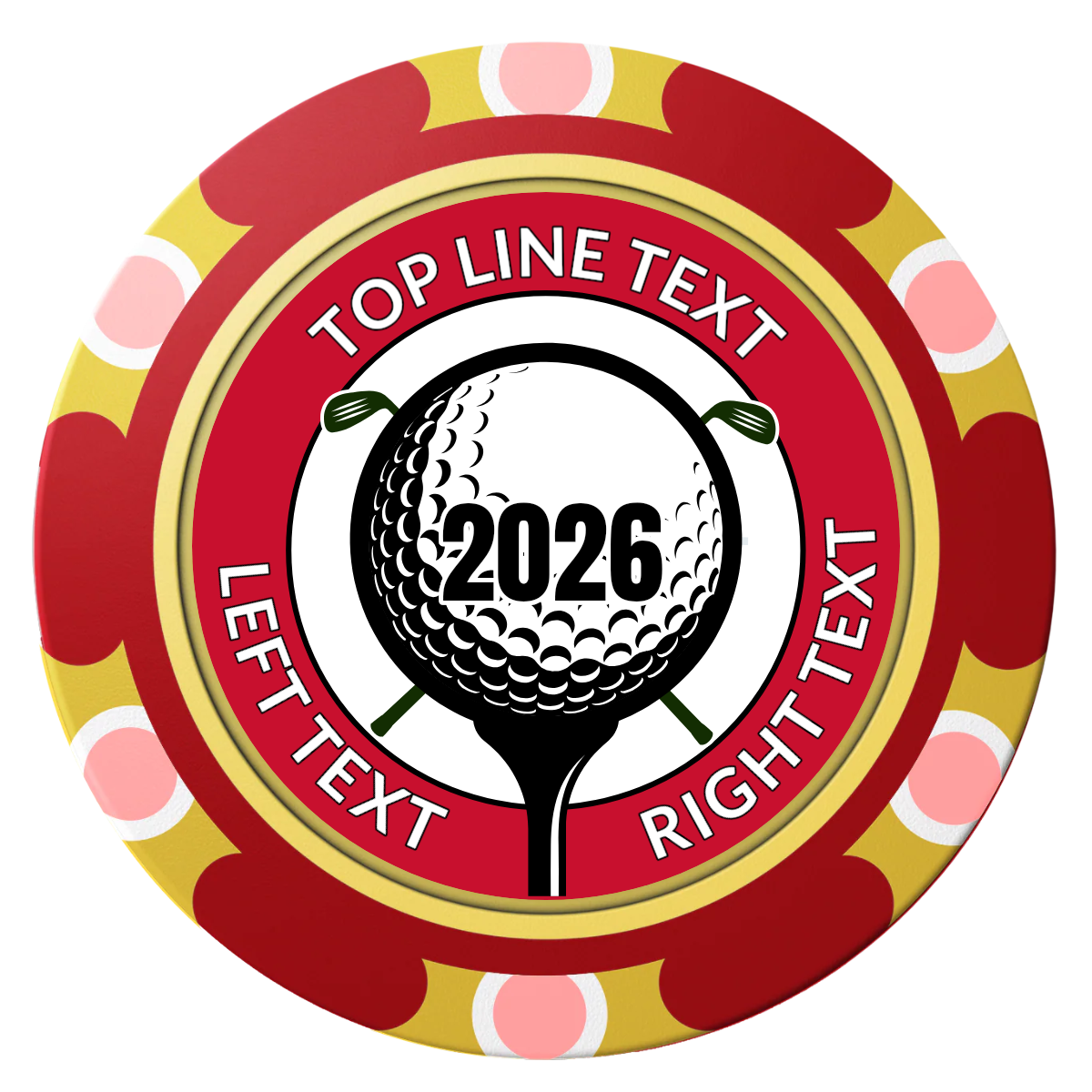 Tee it up Clay Poker Chips - Red / Monte Carlo / 40mm - Front