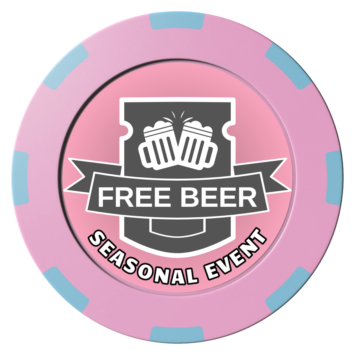 Craft Beer #001 Clay Poker Chips - Pink / 8 Spot (2 Tone) / 40mm - Front
