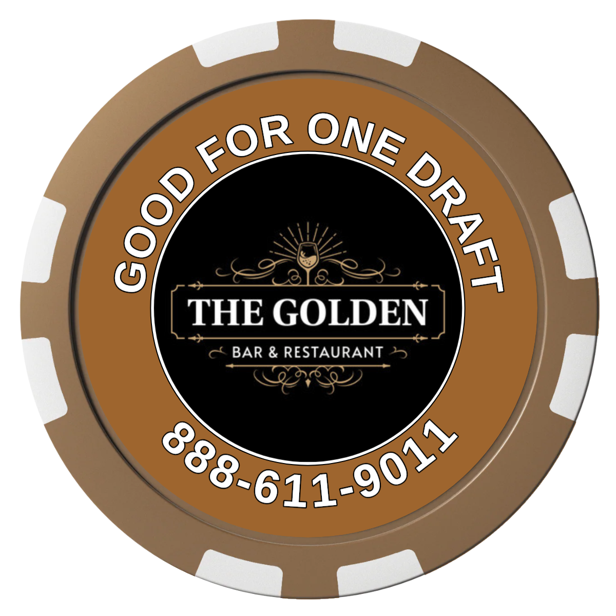 Branded Logo Bar Drink Token Composite Poker Chips - Brown / 8 Stripe - Front