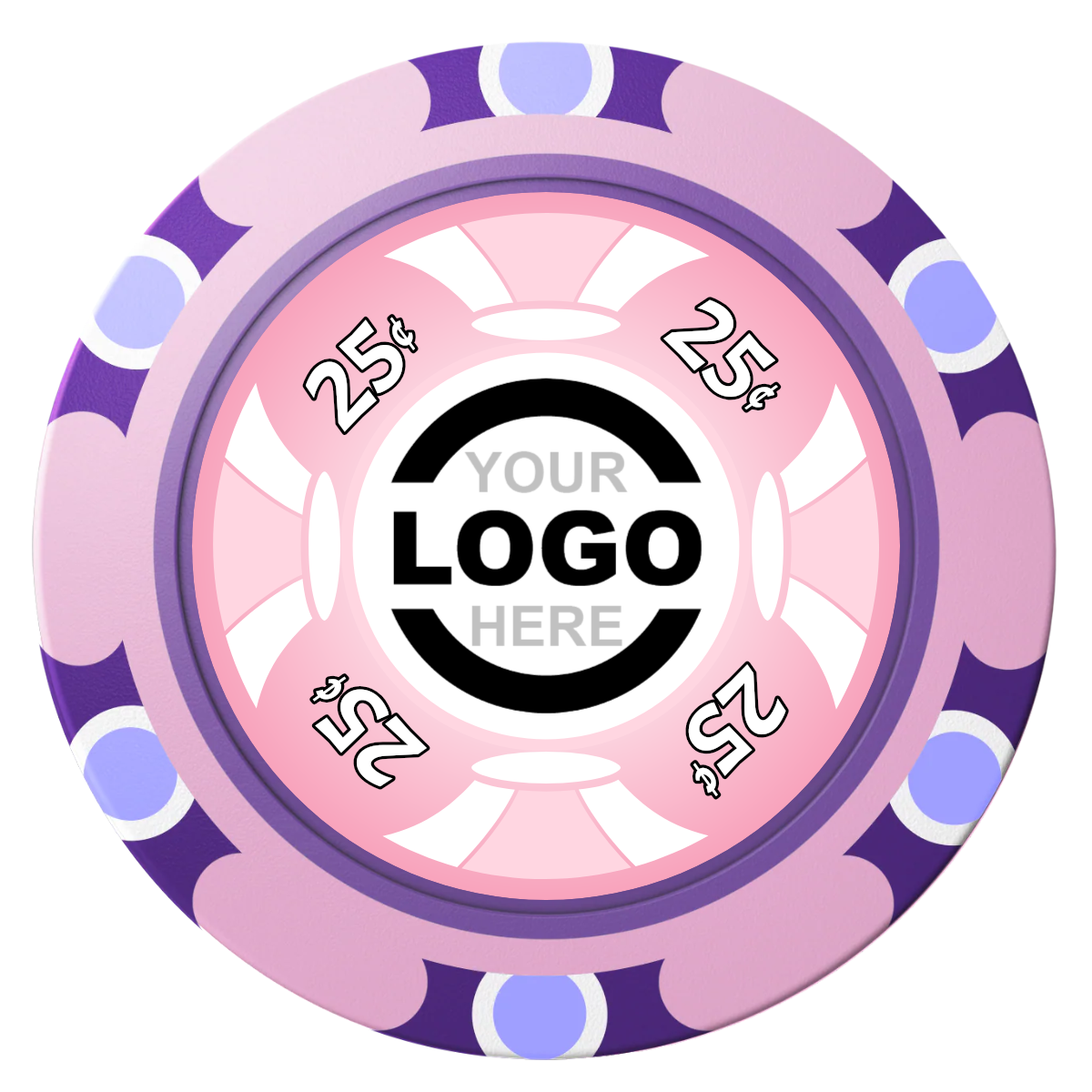 Alan Baker 4-2S A Clay Poker Chips - Pink / Monte Carlo / 40mm - Front