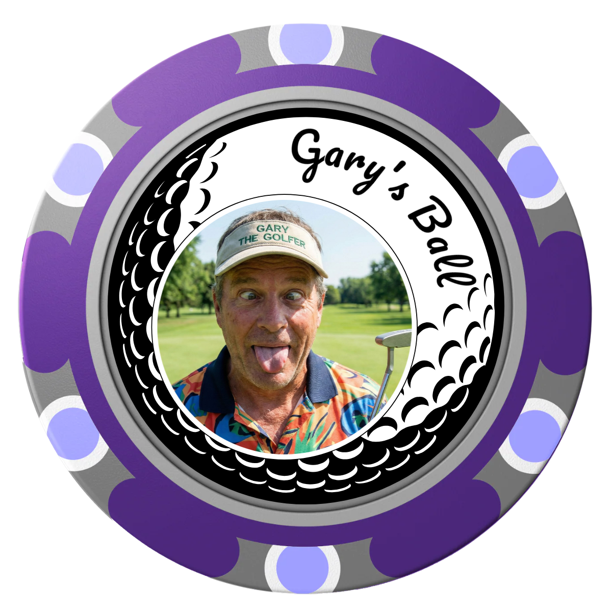 Gary's Ball Clay Poker Chips - Purple / Monte Carlo / 40mm - Front