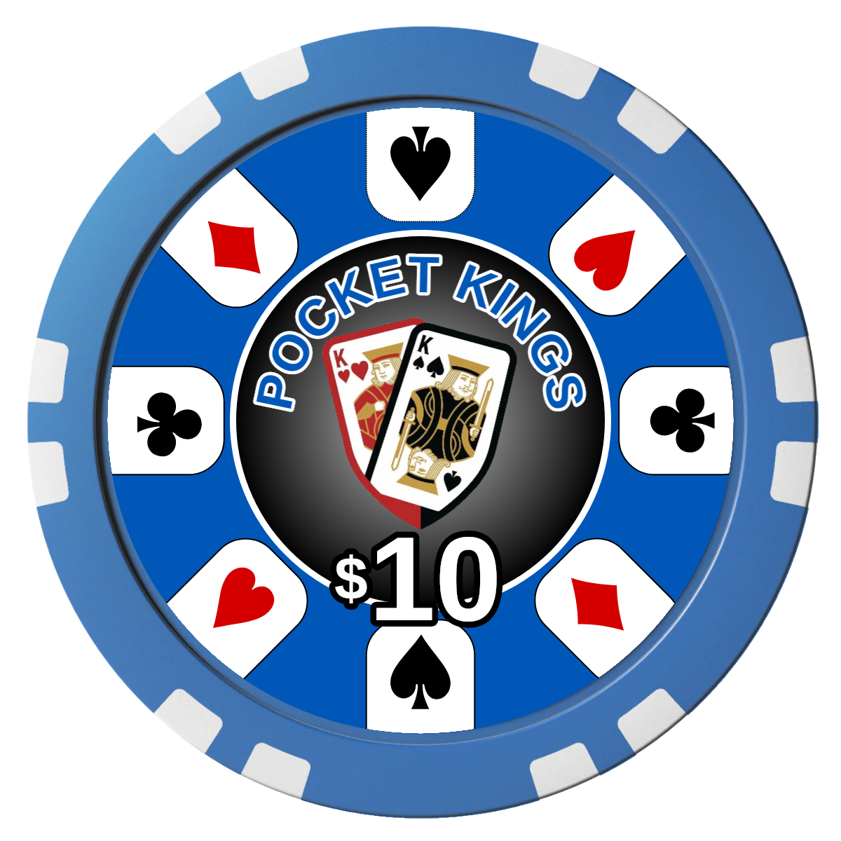 Pocket Kings Composite Poker Chips - Blue / Double Stripe - Front