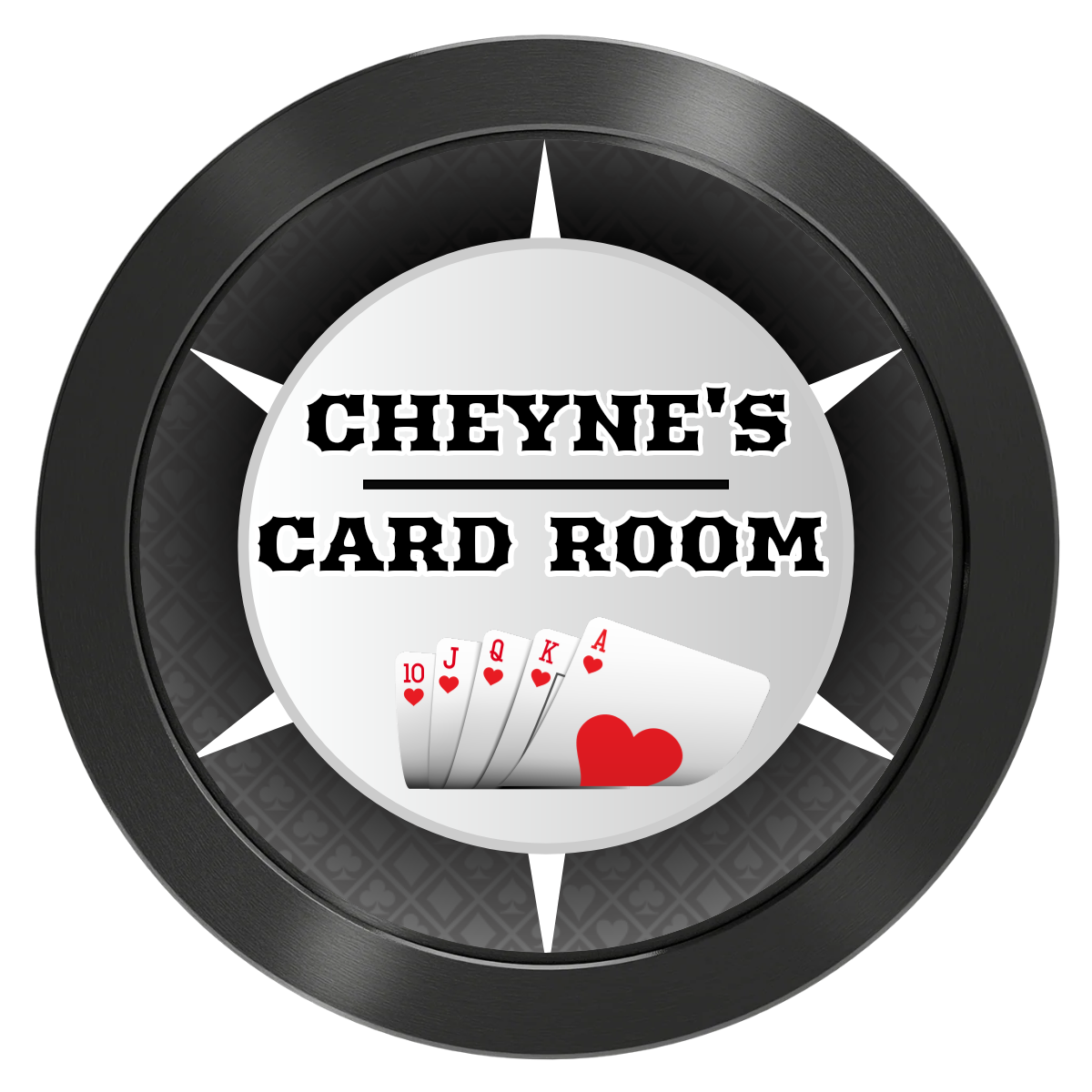 Cheyne's Card Room Aluminum Poker Chips - Black - Front
