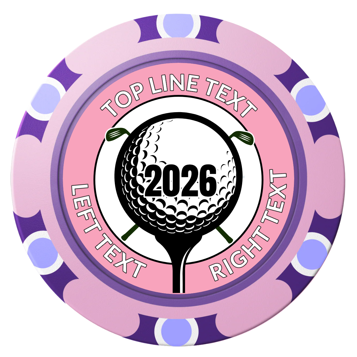 Tee it up Clay Poker Chips - Pink / Monte Carlo / 40mm - Front