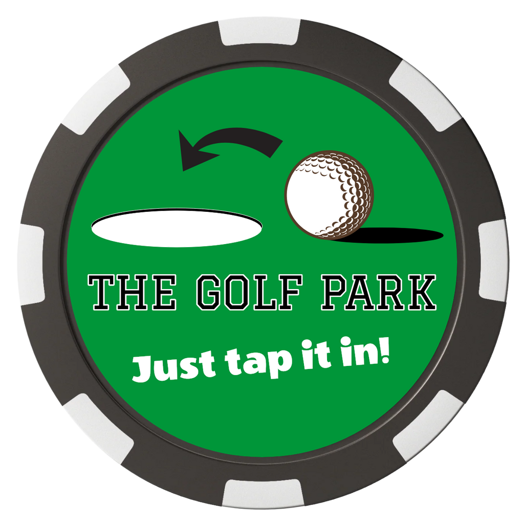 Golf Slogan Magnetic Composite Poker Chips - Black / 8 Spot - Front