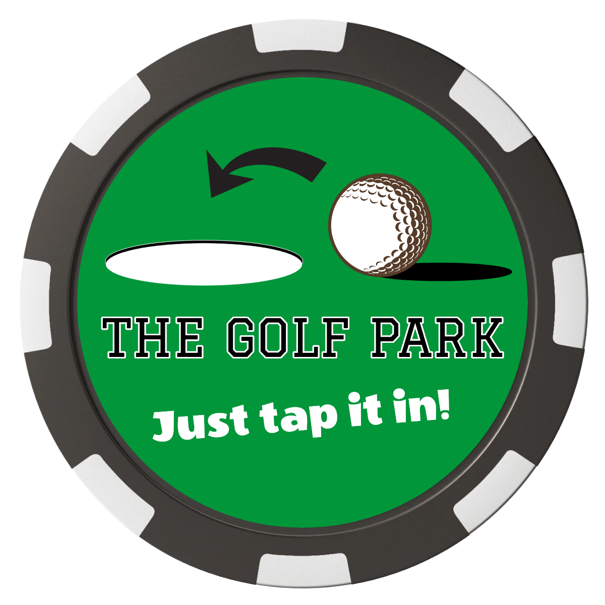 Golf Slogan Magnetic Composite Poker Chips - Black / 8 Spot - Front
