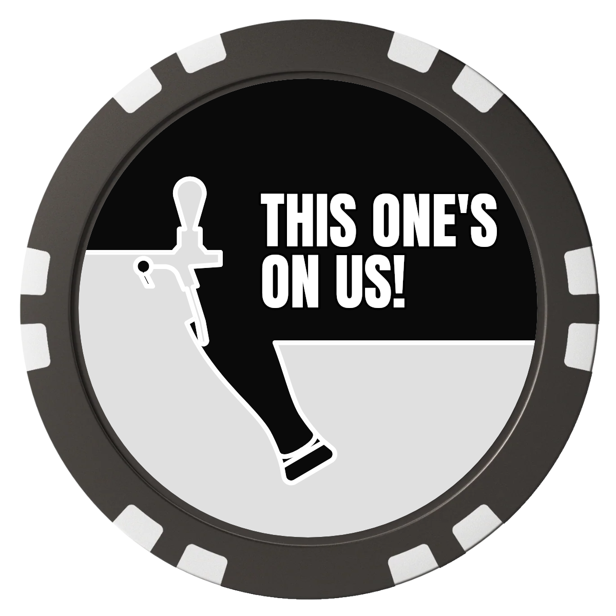 I'd Tap That Composite Poker Chips - Black / Double Stripe - Front