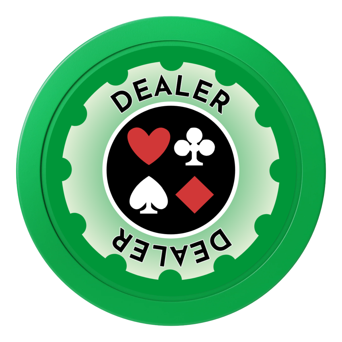 Your Four Suits 2" Composite Dealer Button - Green - Front
