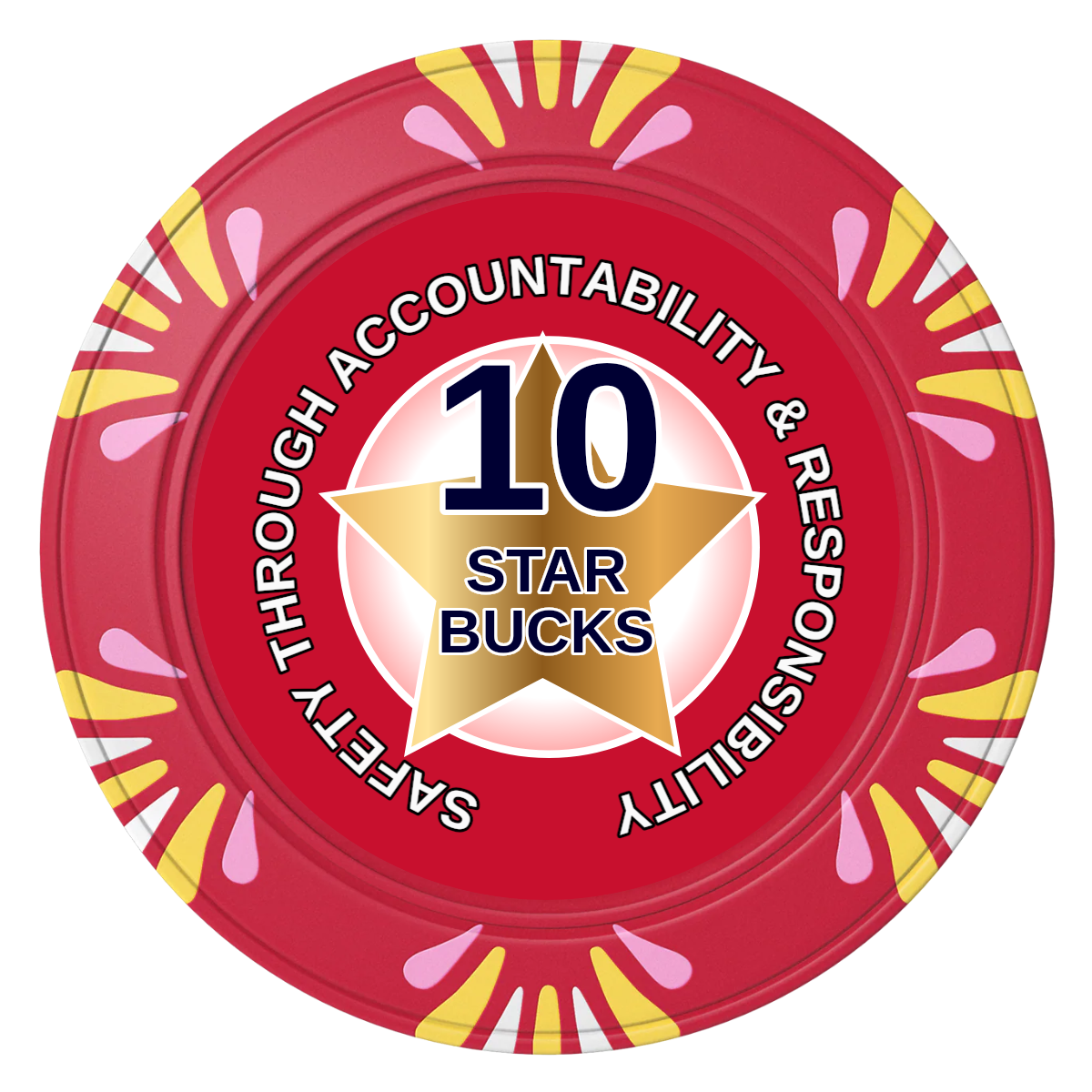 Safety Star Clay Poker Chips - Red / Macau / 40mm - Front