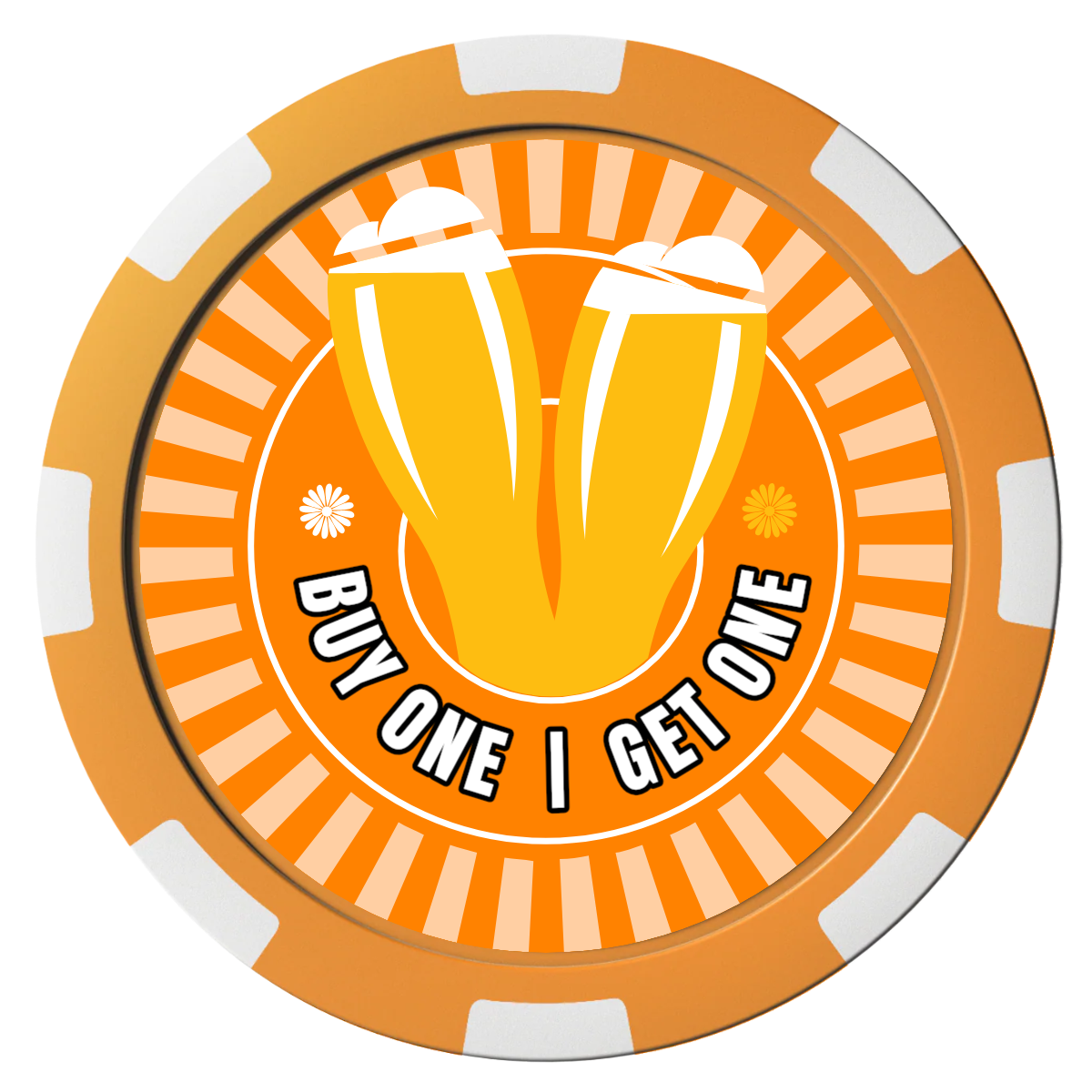 Double Pint Composite Poker Chips - Orange / 8 Spot - Front