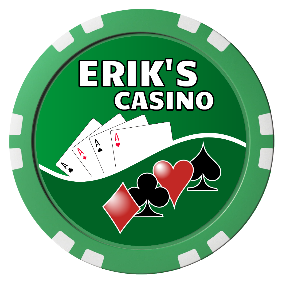 Erik's Casino Composite Poker Chips - Green / Double Stripe - Front