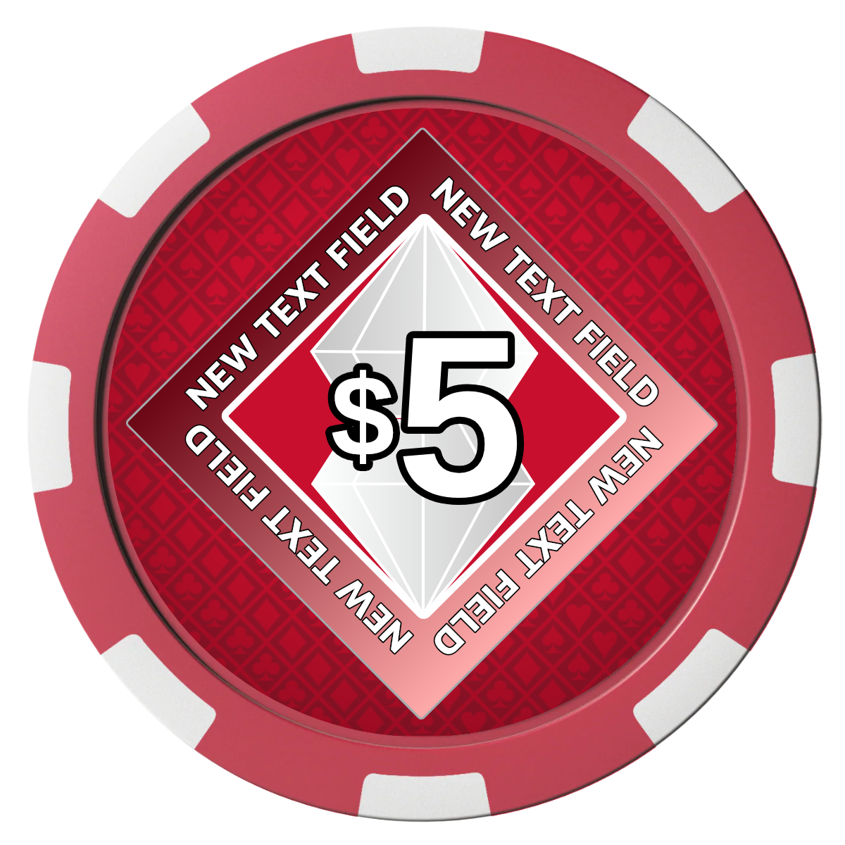 Diamond in the Rough Composite Poker Chips - Red / 8 Spot - Front