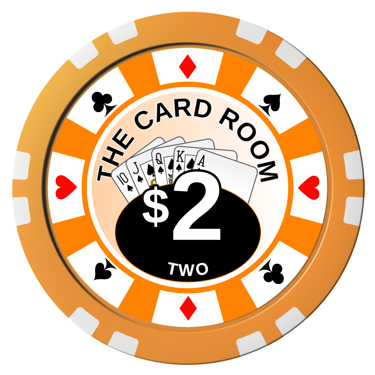 A Suitable Design Composite Poker Chips - Orange / Double Stripe - Front