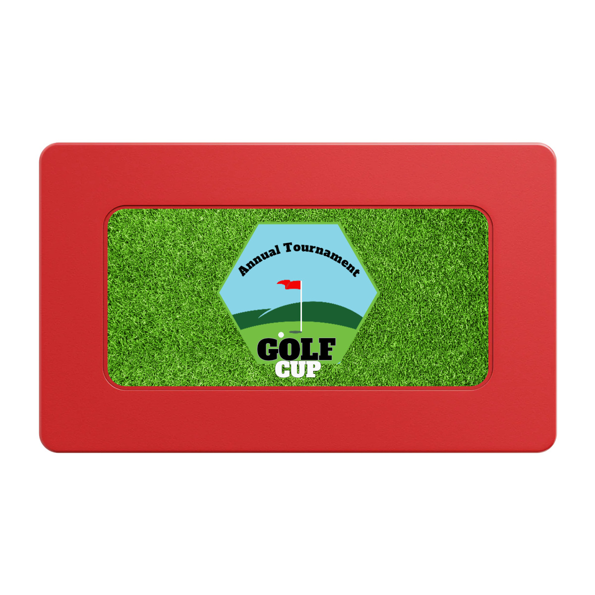 Golf Cup Rectangular Poker Chip Plaques - Red - Front