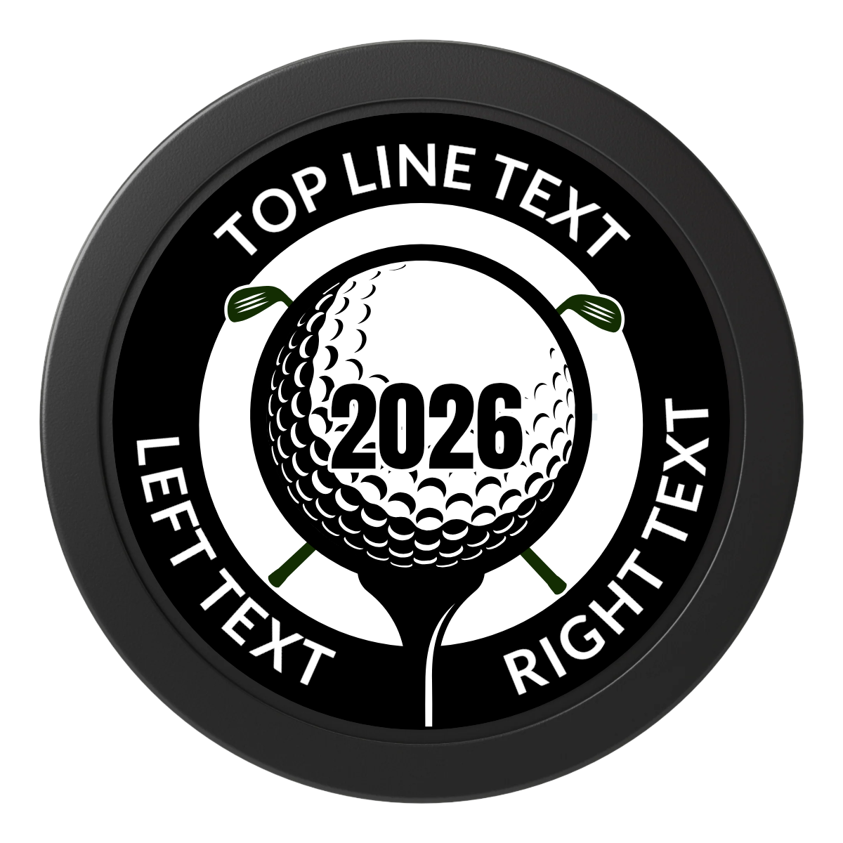 Tee it up 2" Oversized Poker Chips - Black - Front