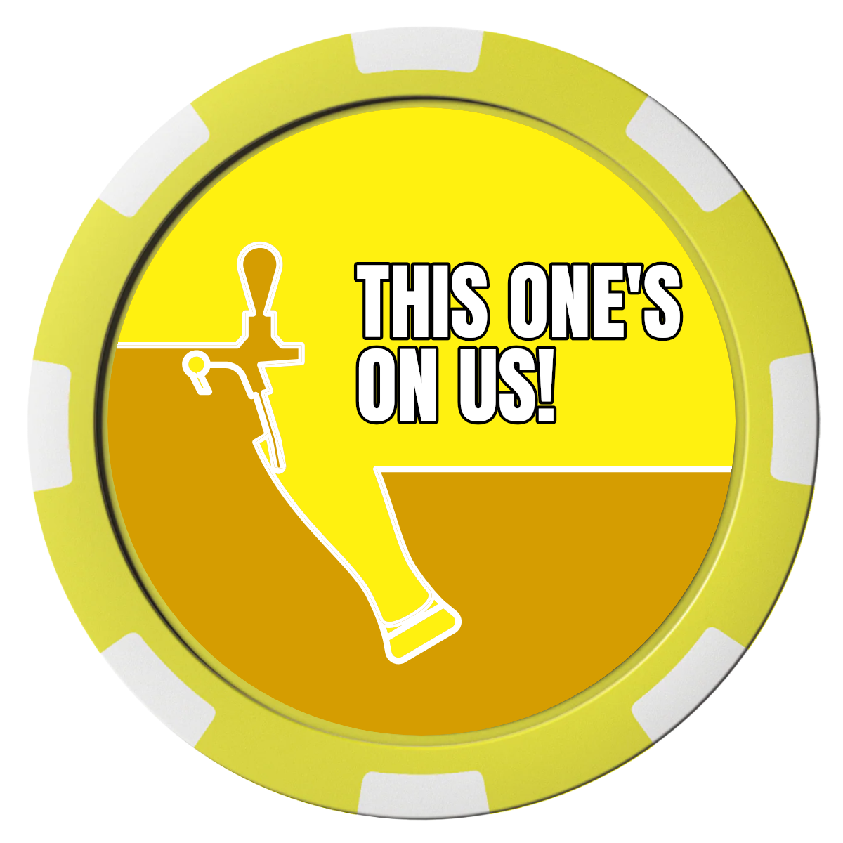 I'd Tap That Composite Poker Chips - Yellow / 8 Stripe - Front