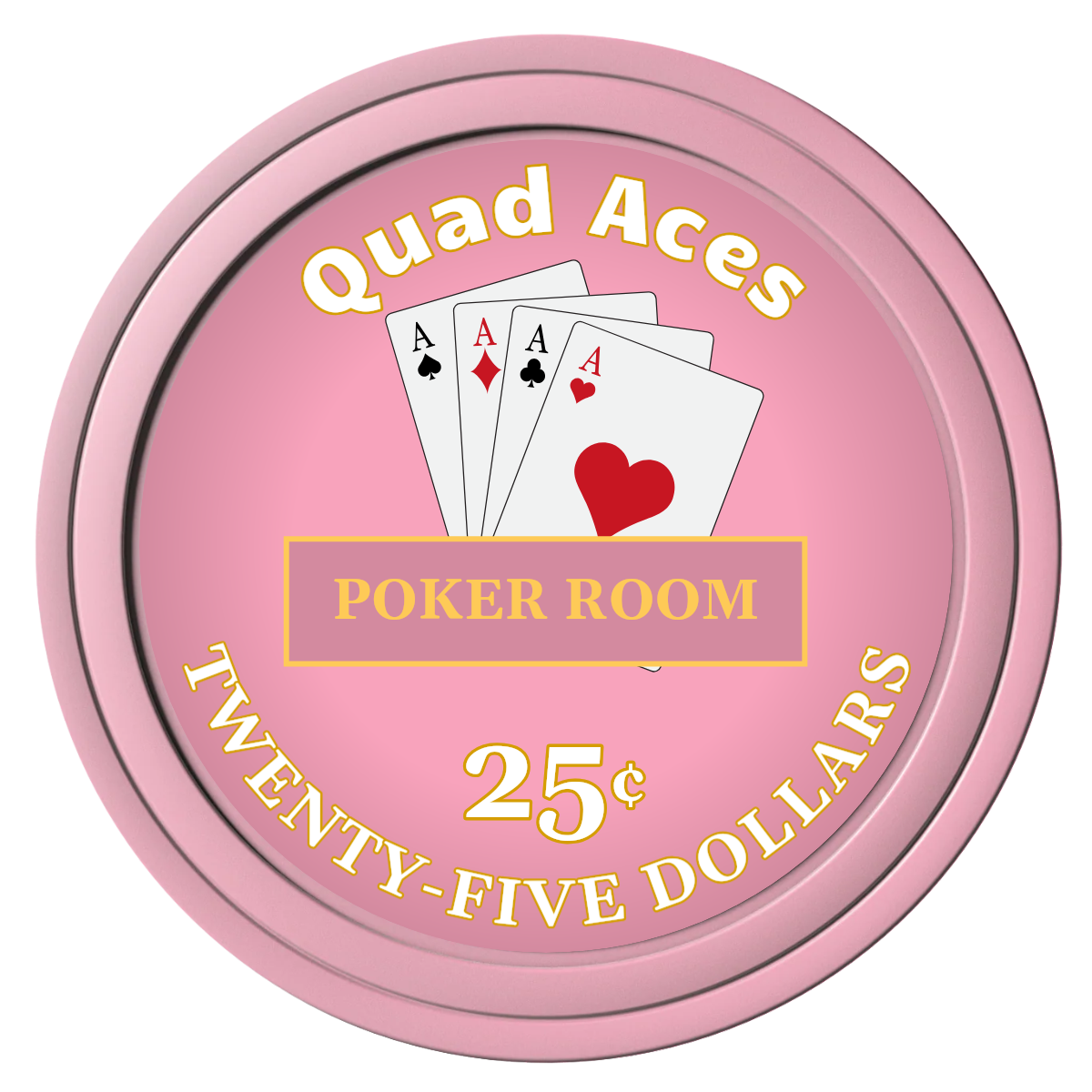 Quad Aces Composite Poker Chips - Pink / Solid - Front