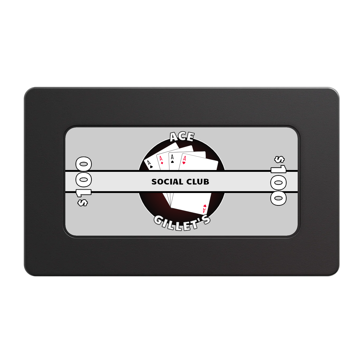 Ace Gillet's Rectangular Poker Chip Plaques - Black - Back