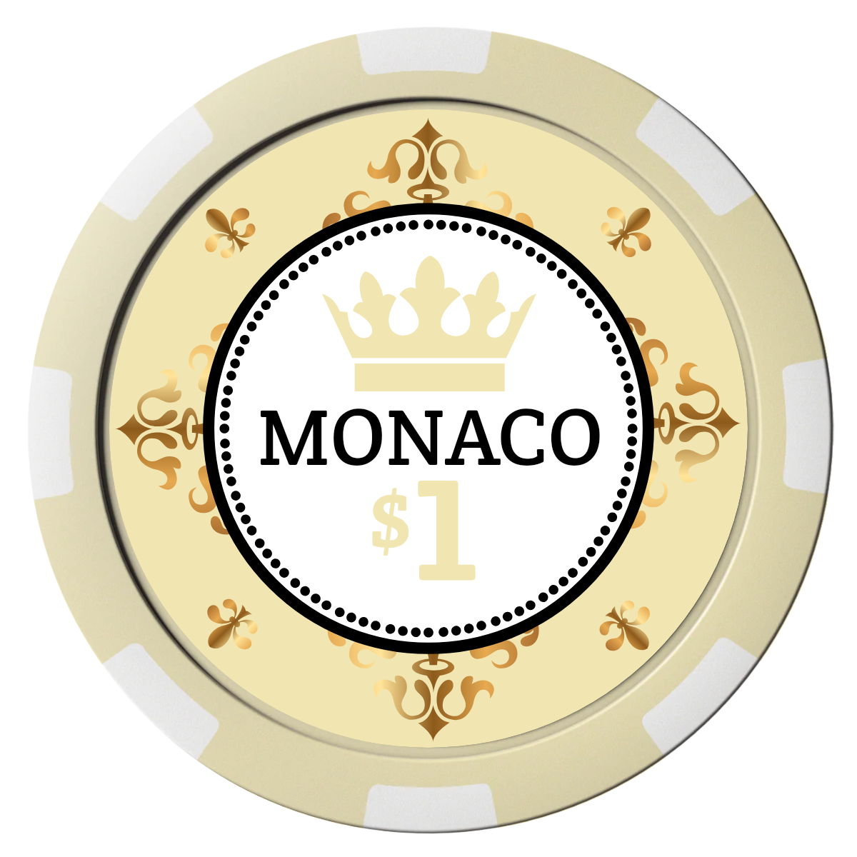 Monaco #001 Composite Poker Chips - Ivory / 8 Spot - Front