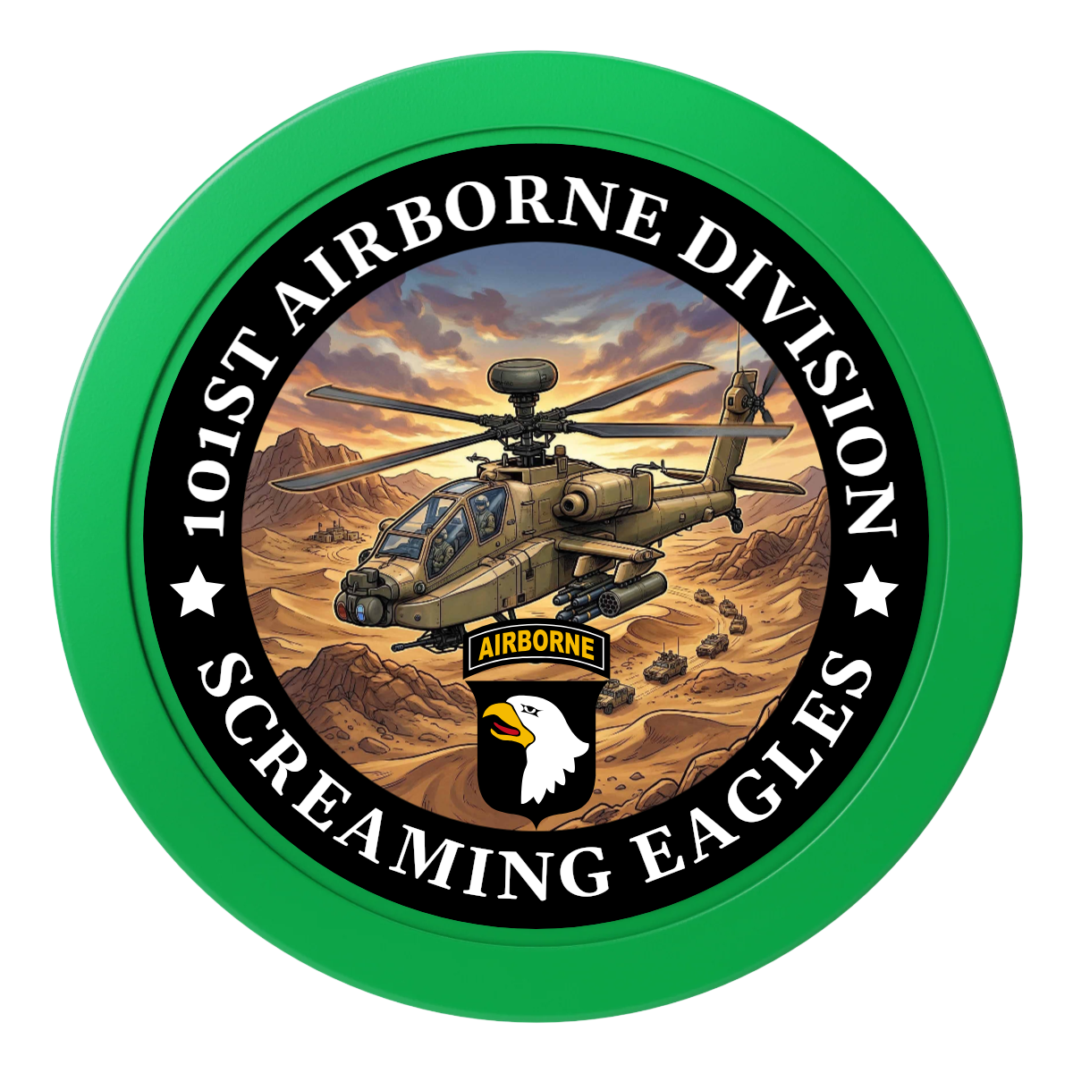Army Airborne 2" Oversized Poker Chips - Green - Front