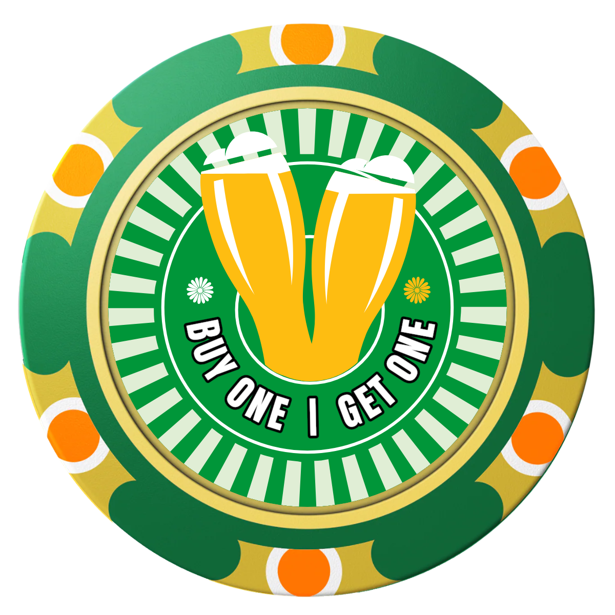 Double Pint Clay Poker Chips - Green / Monte Carlo / 40mm - Front