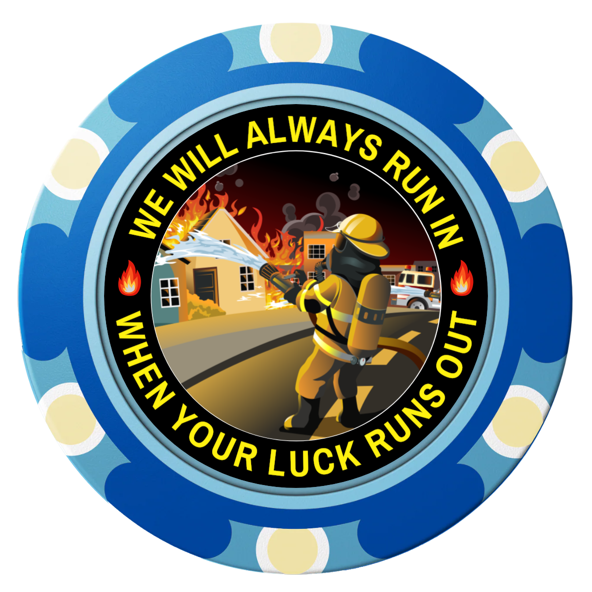 Firefighter Maltese Cross Clay Poker Chips - Blue / Monte Carlo / 40mm - Front