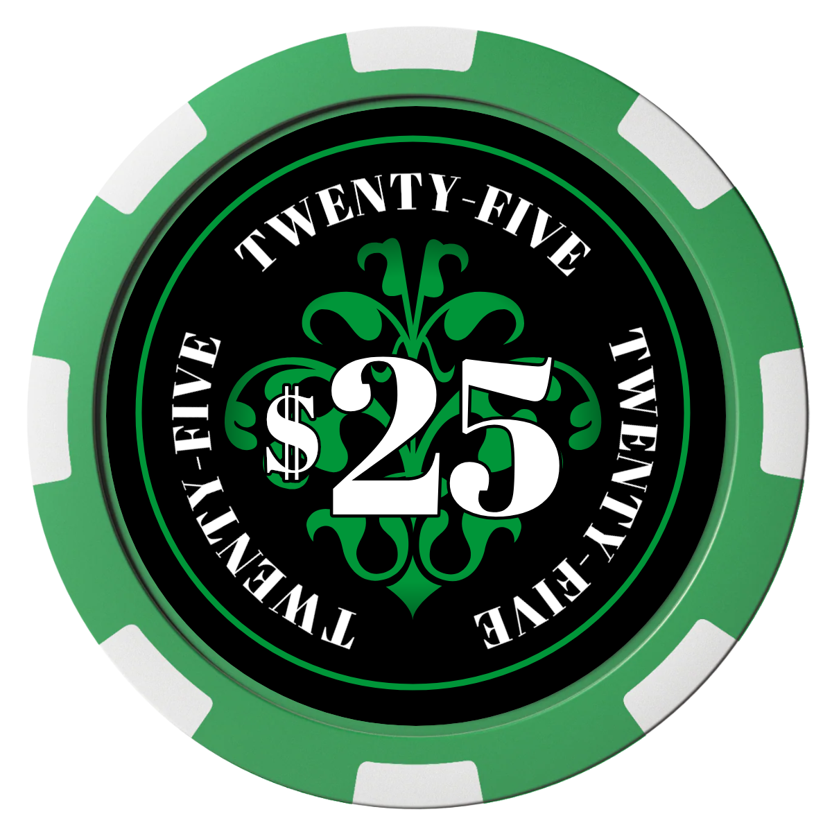 Gothic Revival Composite Poker Chips - Green / 8 Spot - Front